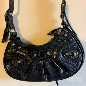 Target Black Crocodile-Pattern Shoulder Bag